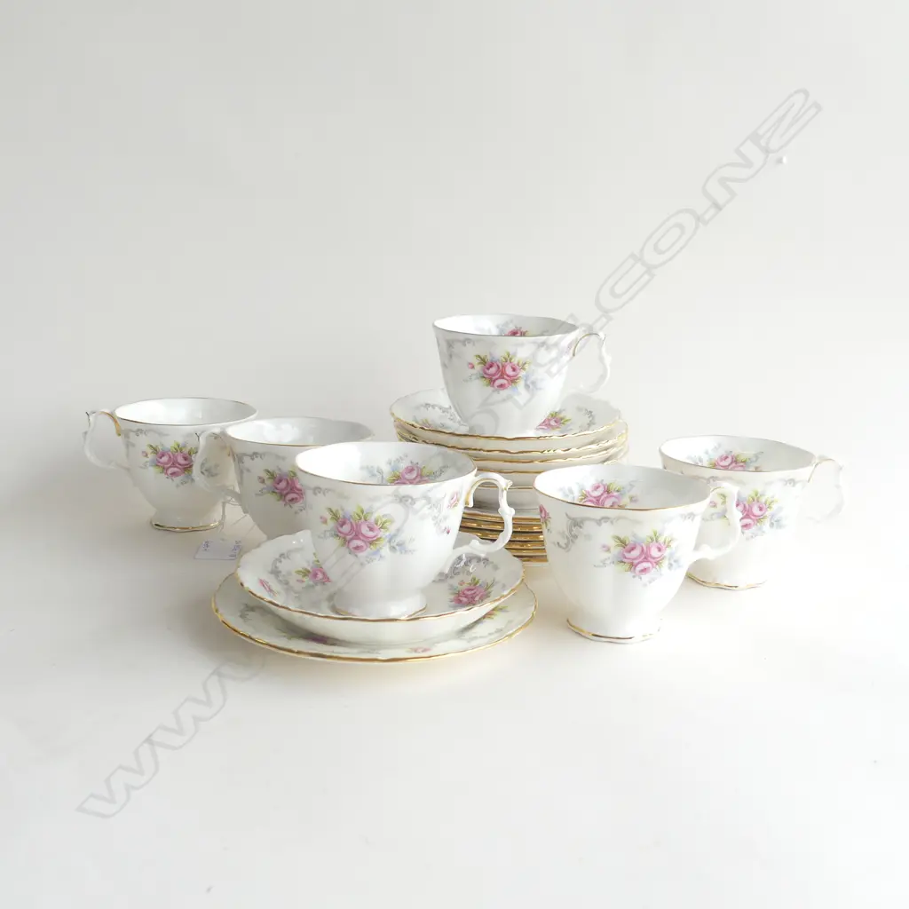 6 ROYAL ALBERT 'TRANQUILITY' TRIOS + SPARE PLATE Image 1++