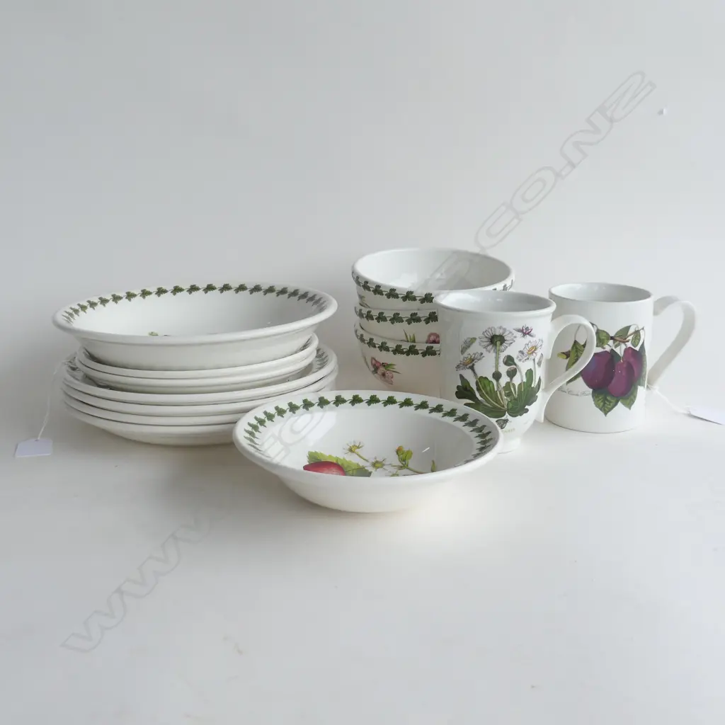 12 PCS ASST PORTMEIRION POMONA - VARIOUS SIZE PLATES & BOWLS & 1 MUG + BOTANIC GARDENS MUG  (HANDLE A.F.) Image 1++