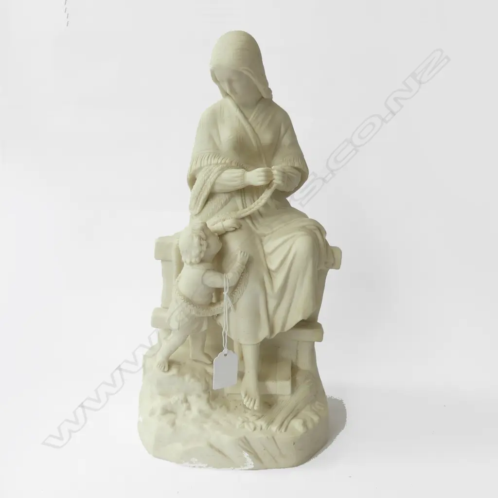 PARION WARE FIGURE; WOMAN PLATING ROPE w. CHILD H.350mm a/f Image 1++