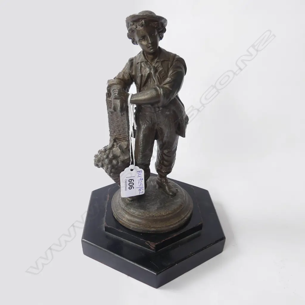 ANTIQUE SPELTER FIGURE ON OCTAGONAL STAND H.220mm Image 1++
