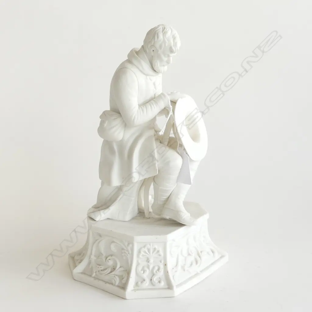 VICTORIAN PARIAN FIGURE GENTLEMAN SEATED AND HOLDING A HAT. H.250mm Image 1++