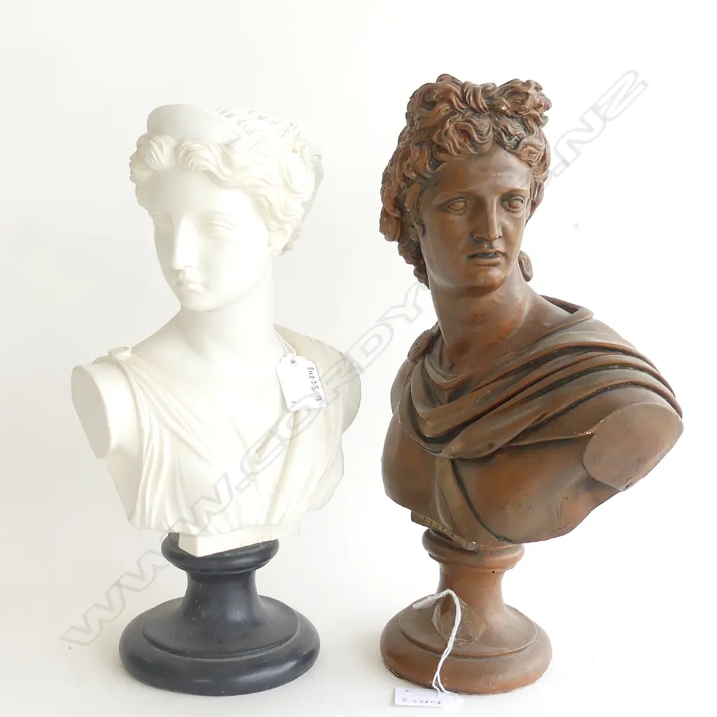 PLASTER BUST APOLLO H.340mm & RESIN BUST ARTEMIS Image 1++