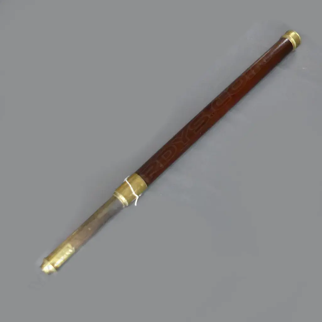 JOHN POOLE LONDON BARSS & MAHOGANY TELESCOPE Presentation inscribed L.1090mm Image 1++