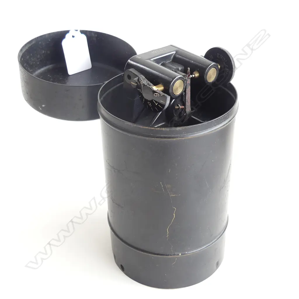 OLD EBONISED BRASS CASED ELECTRONIC SCIENTIFIC INSTRUMENT cylinder case H.168mm Image 1++