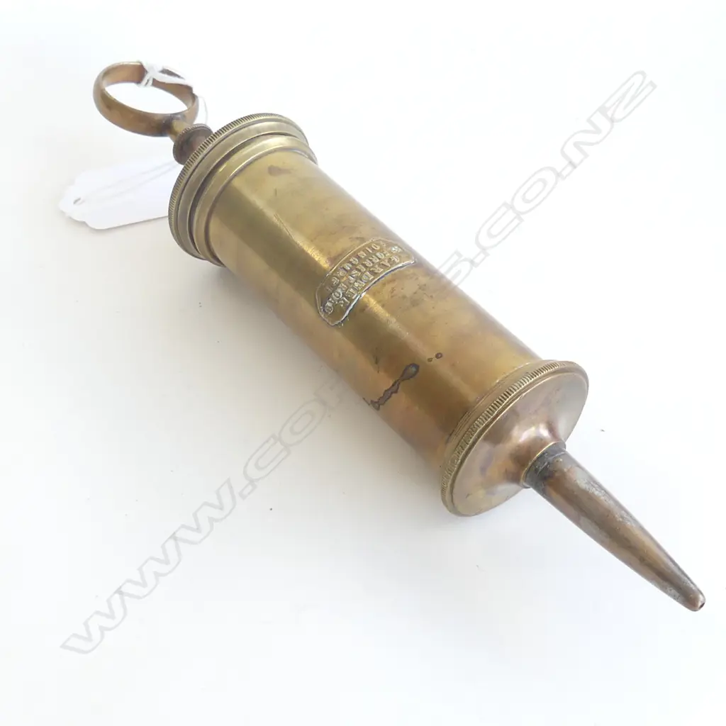 C1900 BRASS SYRINGE LABELLED 'GARDNER 32 FORREST ROAD EDINBURGH' Image 1++