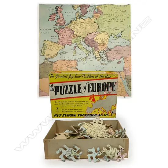 RARE NZ WWII  'PUZZLE OF EUROPE' 256 PC JIGSAW, SWASTIKA-SHAPED PIECES