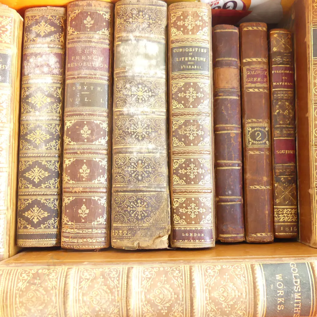 10 ASST VICT LEATHER BOUND BOOKS SOME MOULD Image 1++