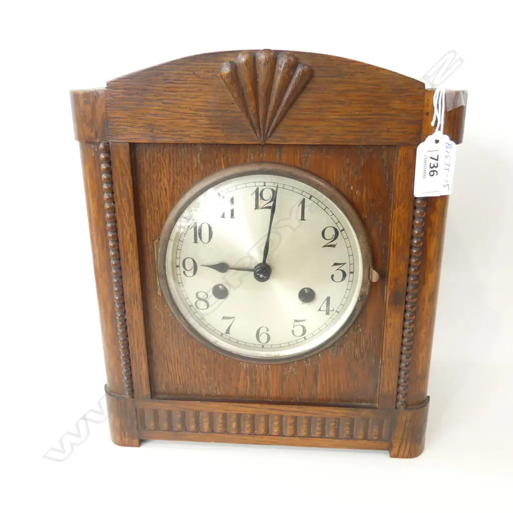VINTAGE OAK CASE MANTEL CLOCK H.280mm Image 1++