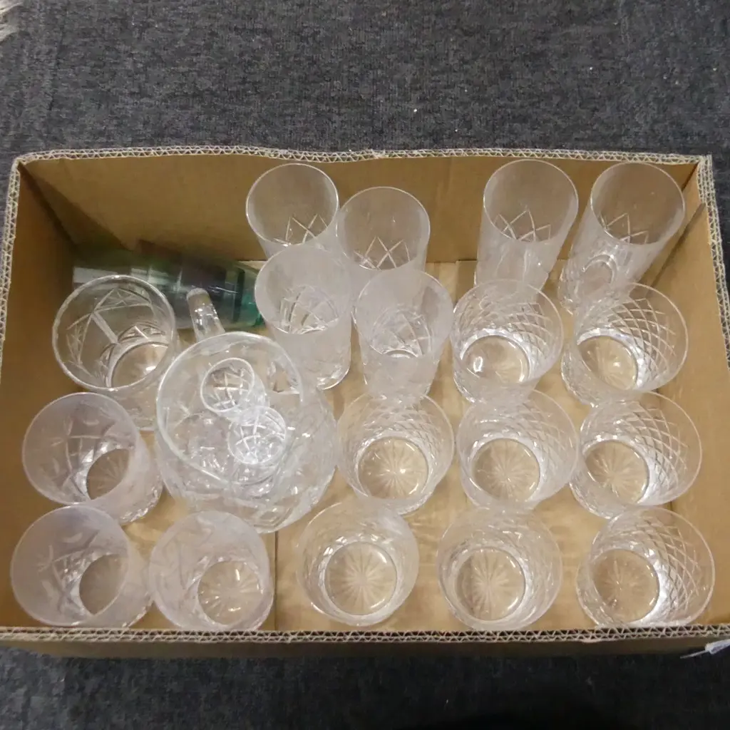 BOX LOT ASST. CRYSTAL INCL.SET 8 TUMBERS + 6 HIGH BALL Image 1++