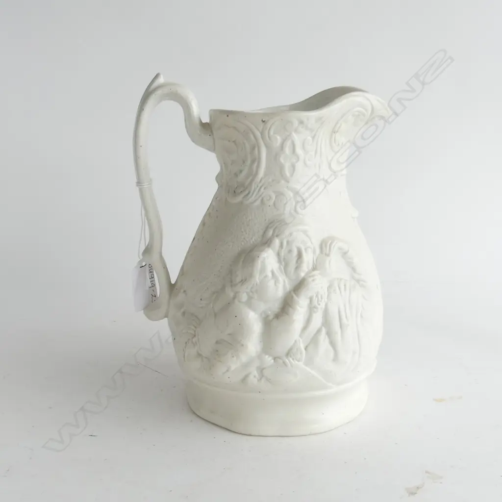 WORTHINGTON & GREEN 'READING TEA LEAVES' PARIAN JUG H.210mm C1850'S Image 1++