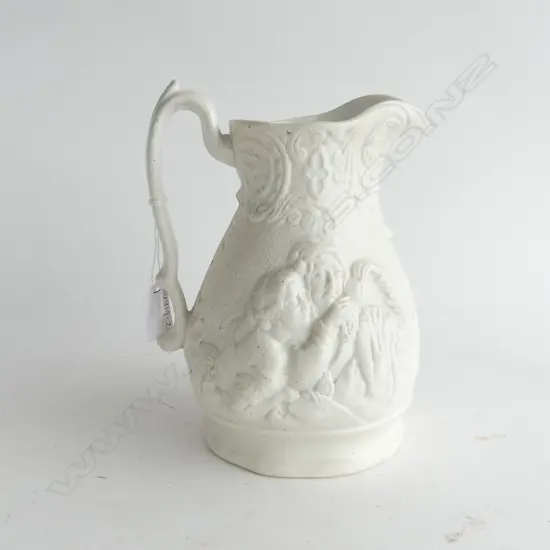 WORTHINGTON & GREEN 'READING TEA LEAVES' PARIAN JUG H.210mm C1850'S
