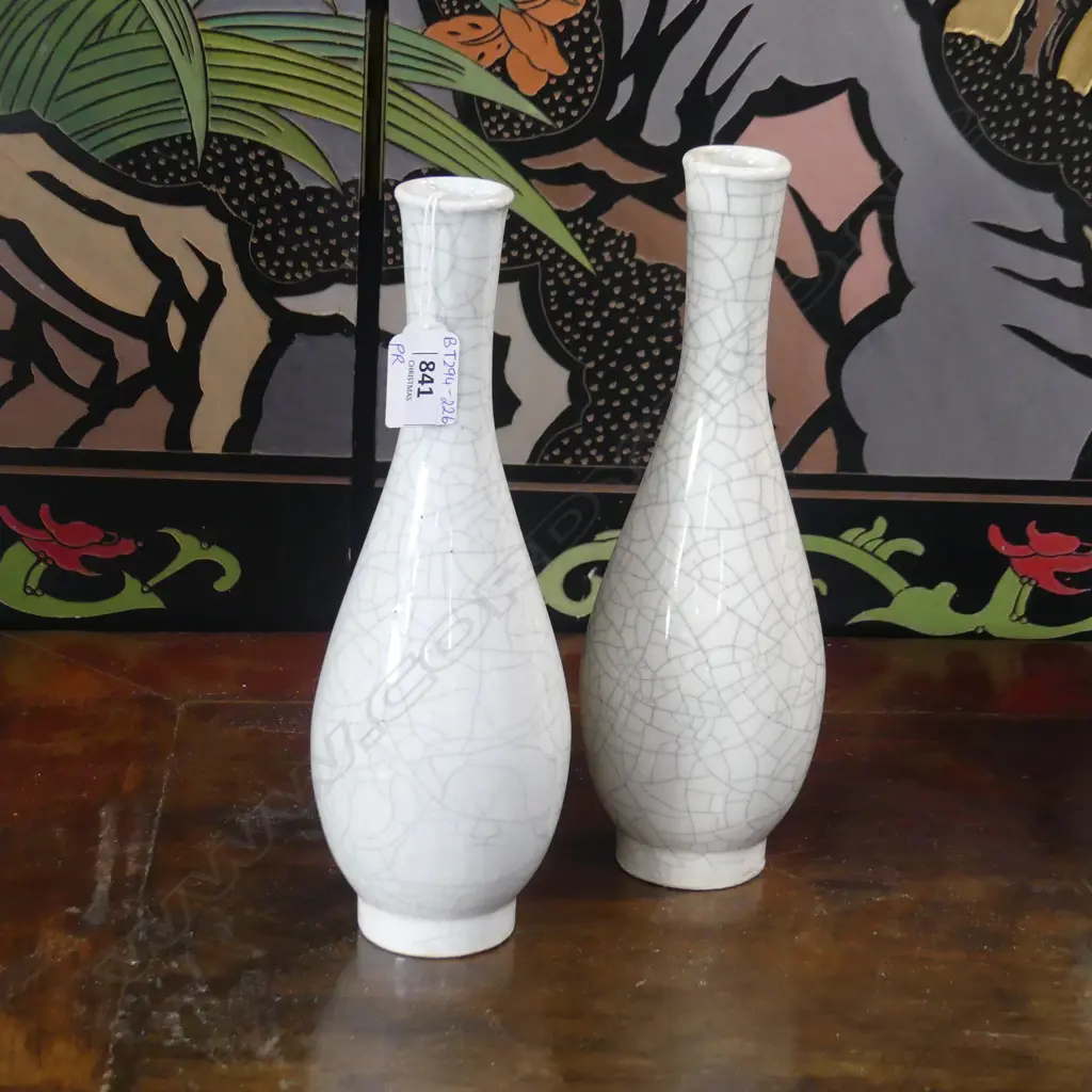 PR MING STYLE WHITE CRACKLE GLAZE VASES H.260mm Image 1++