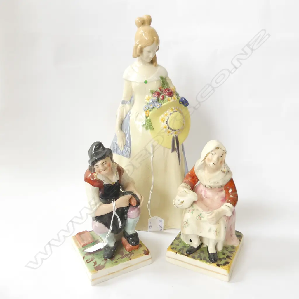 PR 19thC STAFFORDSHIRE DRINKING COUPLE, DUTCH COUPLE + TALL LADY H.320mm Image 1++