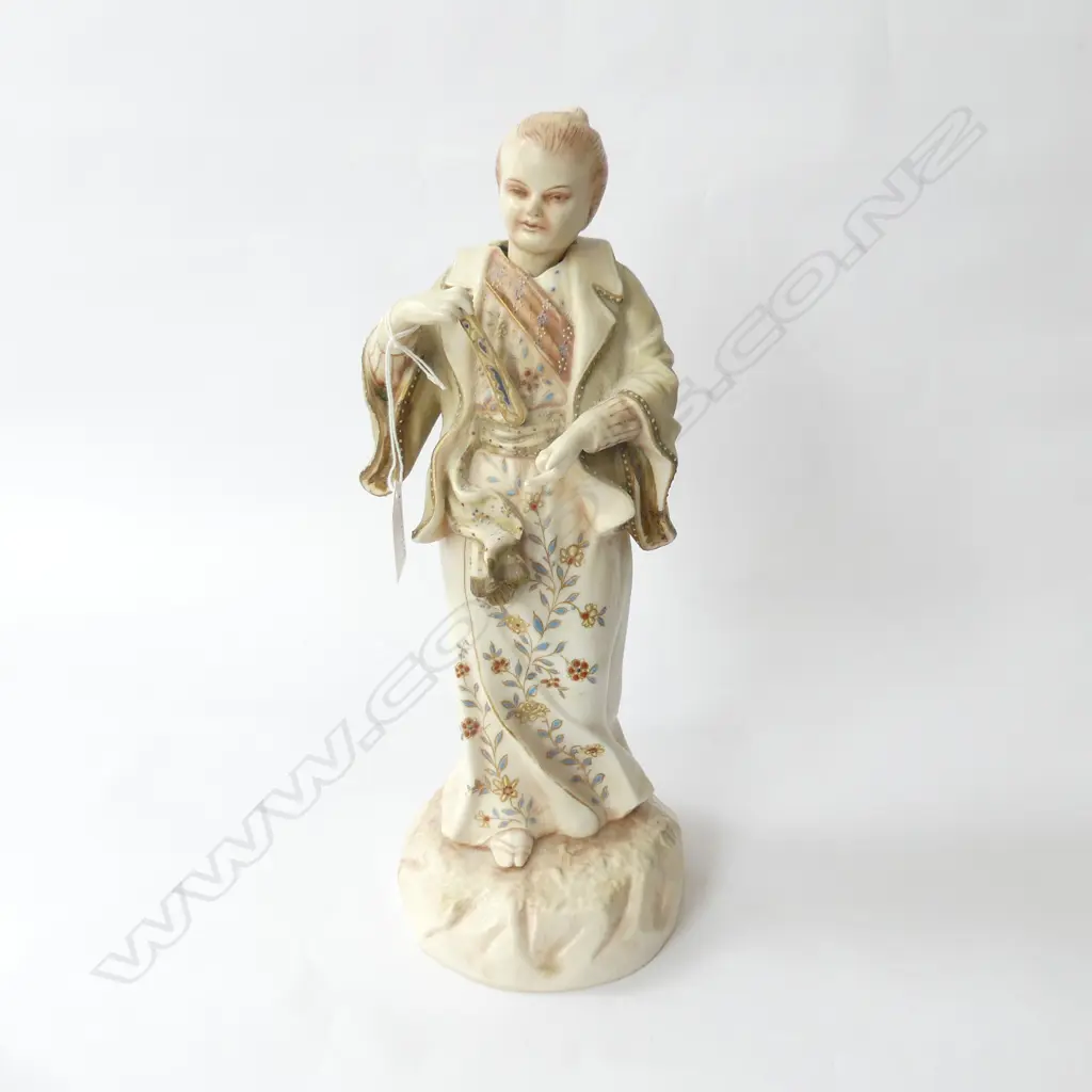 ANTIQUE GERMAN FIGURINE; ORIENTAL WOMAN w. NODDING HEAD H.320mm Image 1++