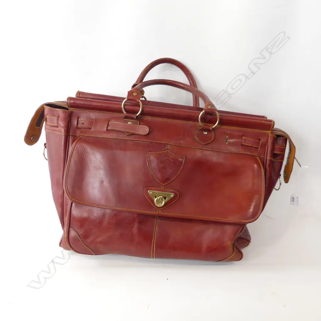 'SQUADRON' BURGANDY LEATHER BAG W.500mm Image 1++