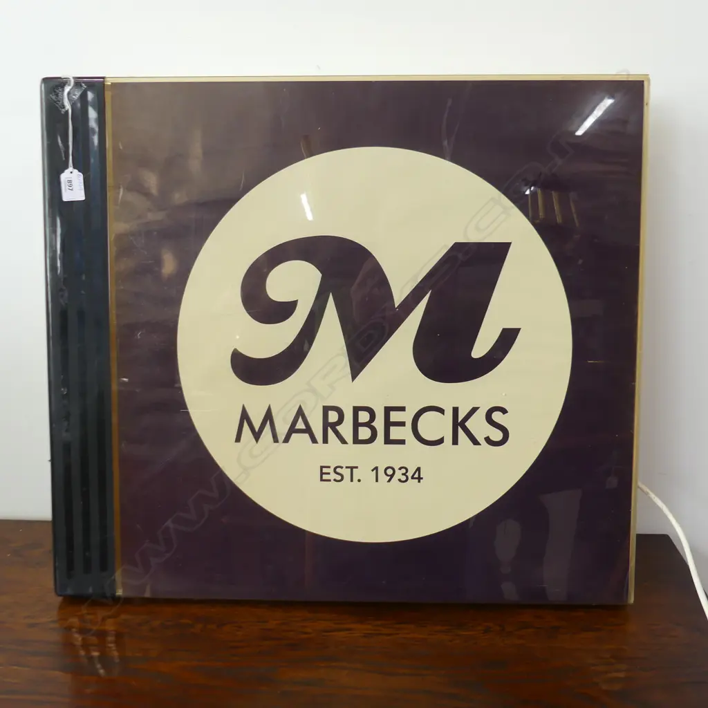 LARGE OLD MARBECKS ADVERTISING LIGHTED SIGN - SHAPE OF CD  600 x 680mm Image 1++