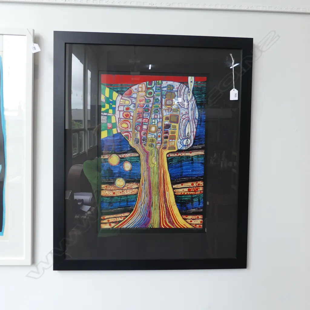 HUNDERTWASSER 'TREE MAN VASE' FRAMED PRINT 500 x 350mm Image 1++
