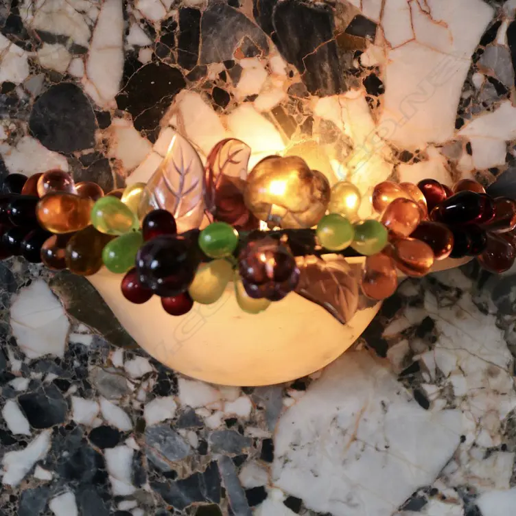 PR  GLASS GRAPE BUNCH WALL SCONCES, MARBLE BACKING, REWIRING NEEDED, 400 x 320mm Image 1++