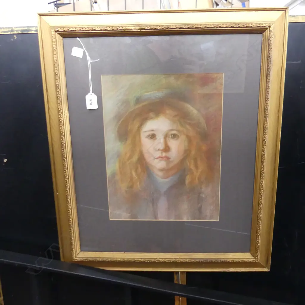 ARTIST UNKNOWN YOUNG GIRL PASTEL 350 x 270mm Image 1++