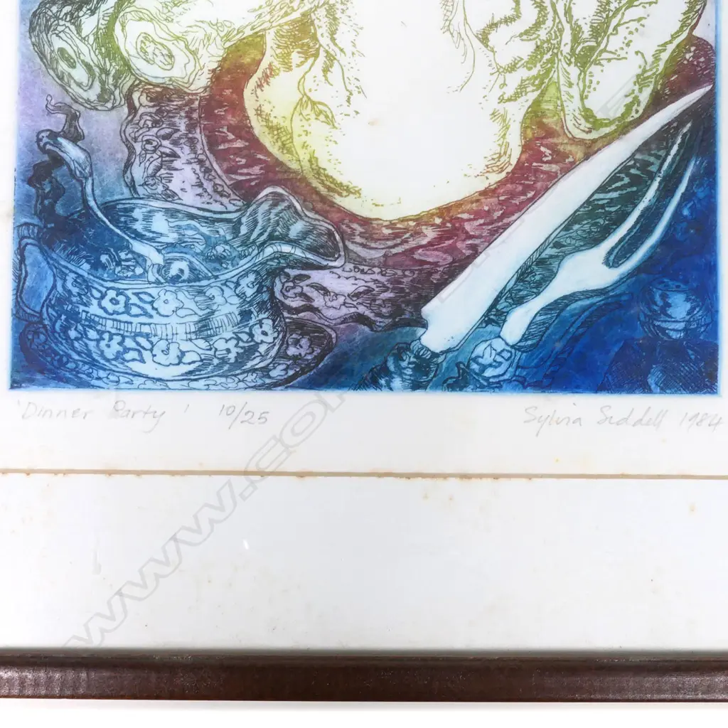 SYLVIA SIDDELL 'DINNER PARTY' LITHOGRAPH w. TINTS 10/25 SIGNED & DATED 1984 180 x 200mm Image 1++