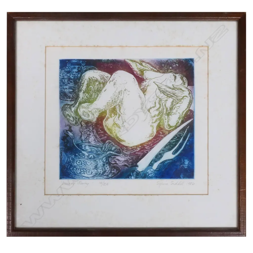 SYLVIA SIDDELL 'DINNER PARTY' LITHOGRAPH w. TINTS 10/25 SIGNED & DATED 1984 180 x 200mm Image 1++