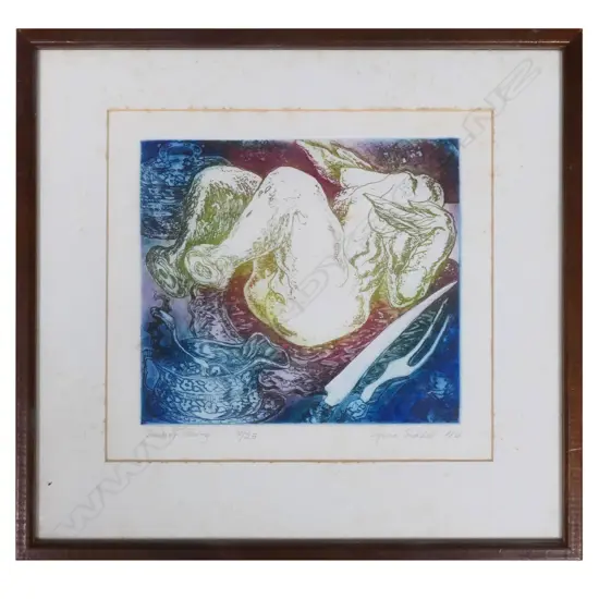 SYLVIA SIDDELL 'DINNER PARTY' LITHOGRAPH w. TINTS 10/25 SIGNED & DATED 1984 180 x 200mm