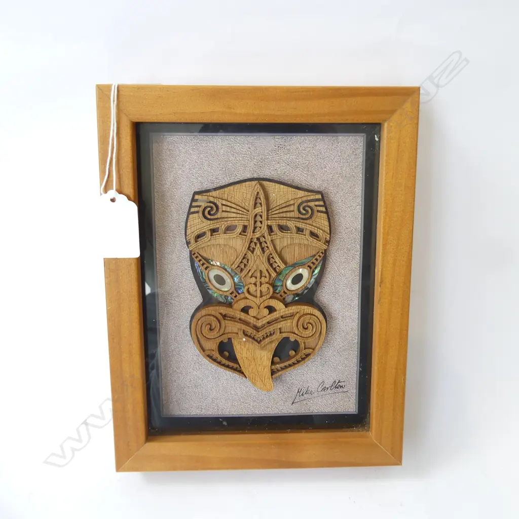 MIKE CARLTON 'WHEKU' LASERCUT TIKI ARTWORK 180 x 130mm Image 1++