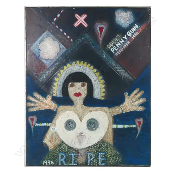 TONY JOHNSTON (1941-) 'PENNY GUIN - RIPE', ACRYLIC ON BOARD, 840 x 660mm