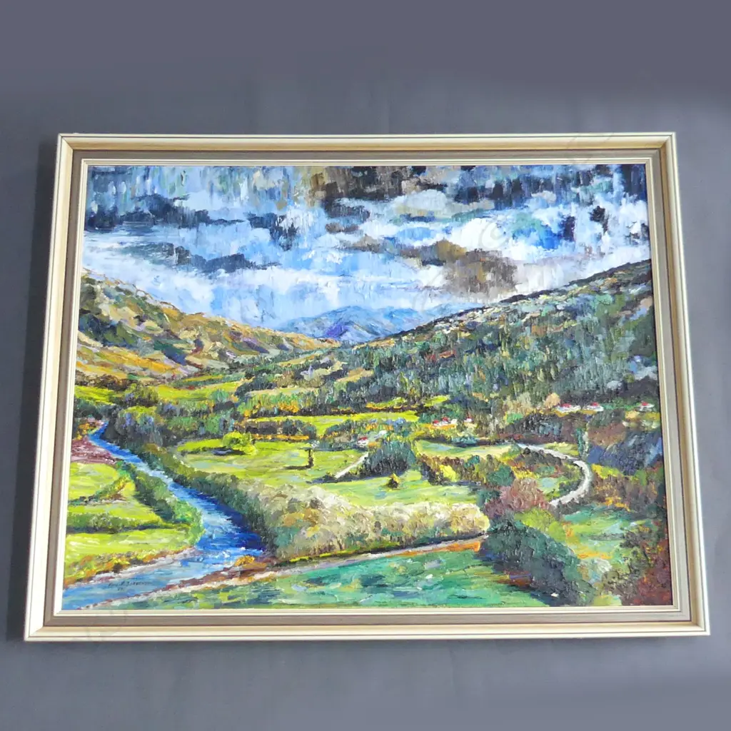 PAUL P. JORGENSON LANDSCAPE OIL ON CANVAS '77 690 x 880mm Image 1++