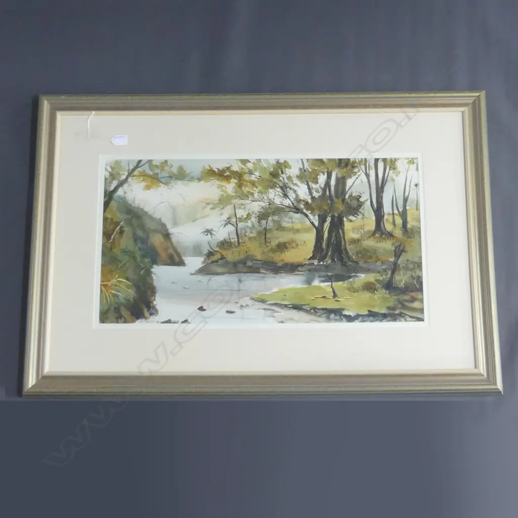 G. T. CURLE LANDSCAPE W/C SIGNED & DATED '80 370 x 710mm Image 1++