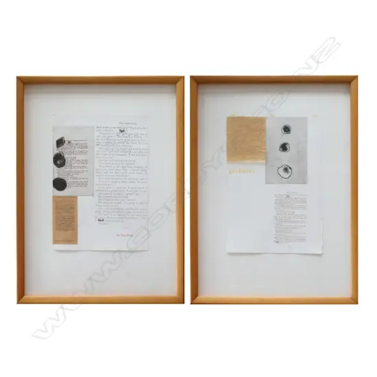 2 MALCOLM HARRISON COLLAGES, 370 x 260mm. FRAMED,