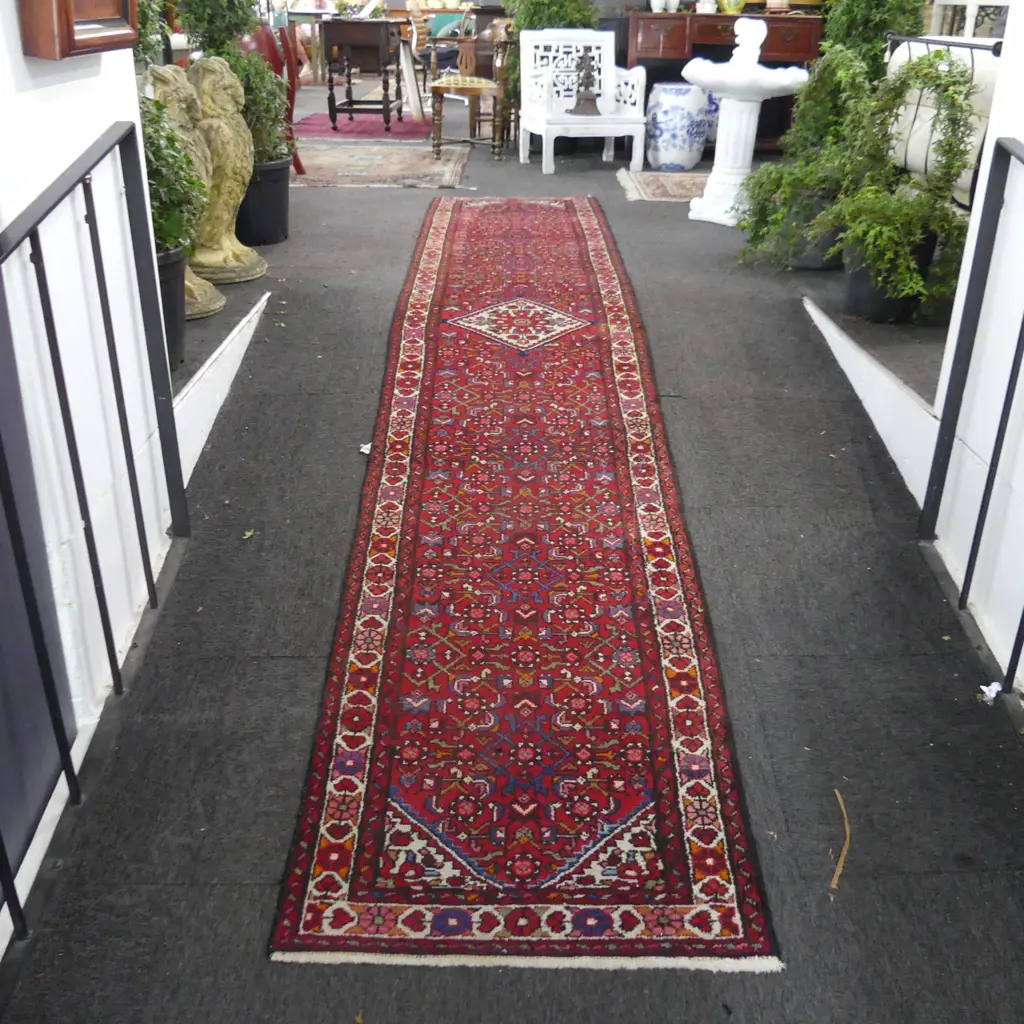 HAND KNOTTED IRANIAN RED WOOL RUNNER RUG 4150 x 800mm Image 1++