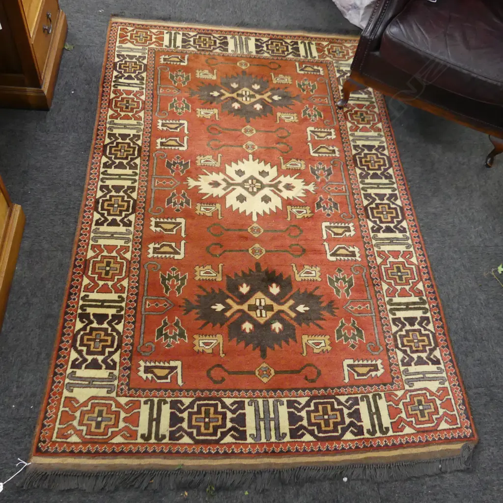 HAND KNOTTED ALL WOOL RUG 1950 x 1160mm Image 1++