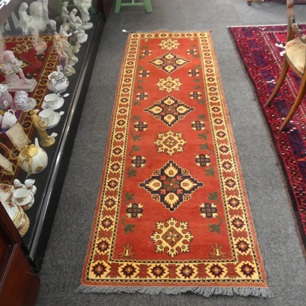 HAND KNOTTED ALL WOOL RUNNER 2380 x 750mm Image 1++