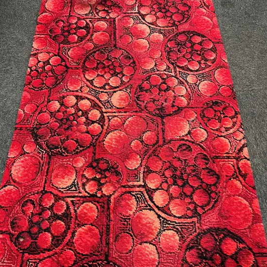 VINTAGE RED & BLACK PATTERN FLOOR RUG