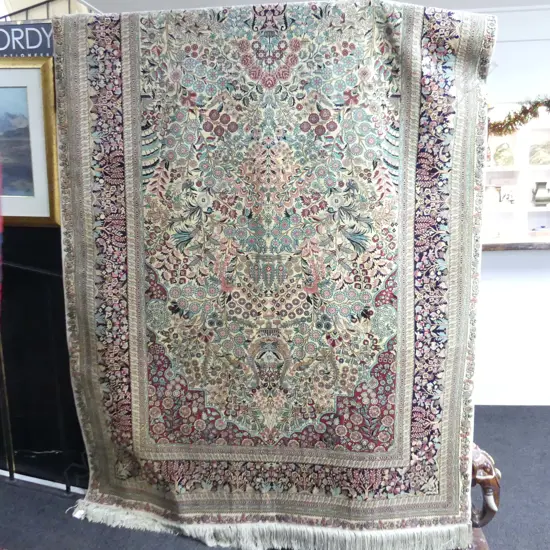 VERY FINE HAND KNOTTED LARGE SILK RUG 2450 x 1530mm