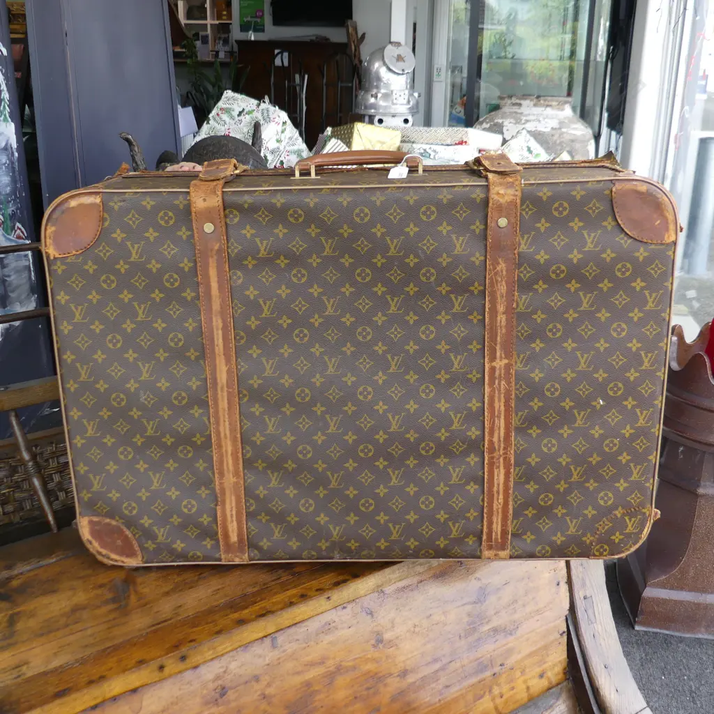 LOUIS VUITTON STYLE SOFT TOP SUITCASE, CONSIDERABLE WEAR, 820 x 520 x 260mm Image 1++