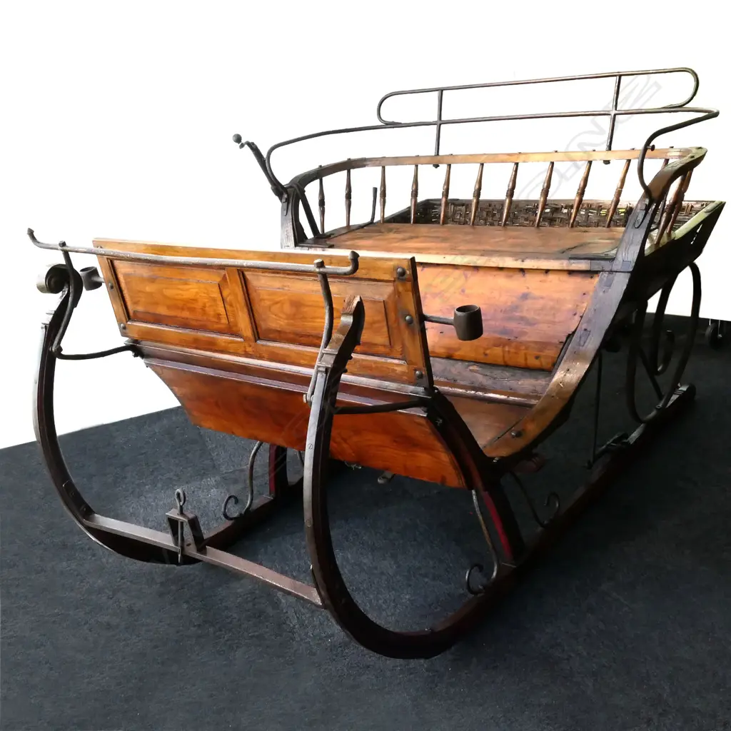 C.1905 WOODEN & CAST IRON SWEDISH SLEIGH CARRIAGE, 1800 x 1280 x 1100mm Image 1++