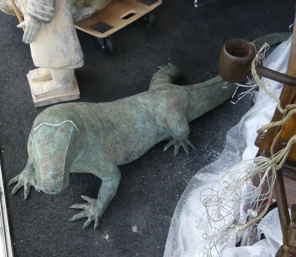BRONZE LGE KOMODO DRAGON STATUE L.1900mm Image 1++