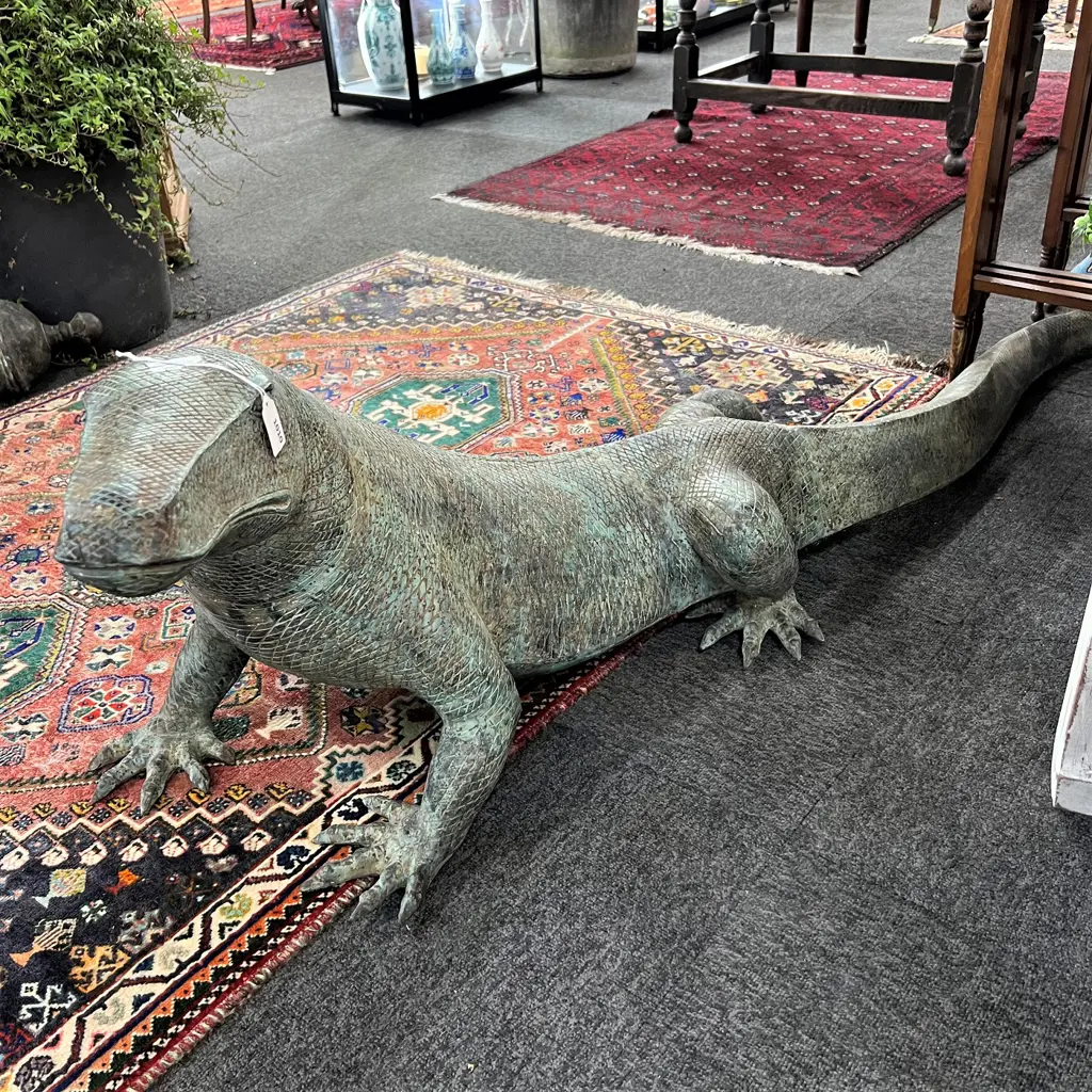 BRONZE LGE KOMODO DRAGON STATUE L.1900mm Image 1++
