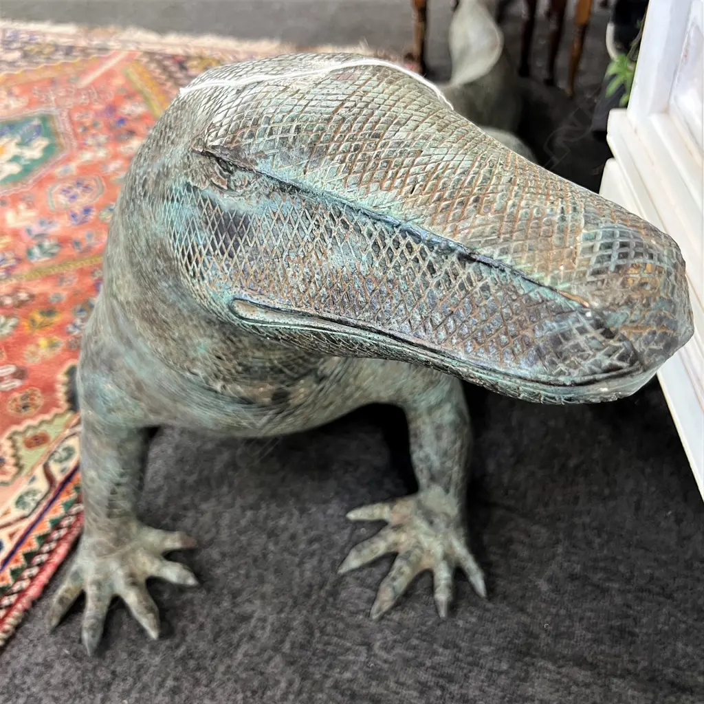 BRONZE LGE KOMODO DRAGON STATUE L.1900mm Image 1++