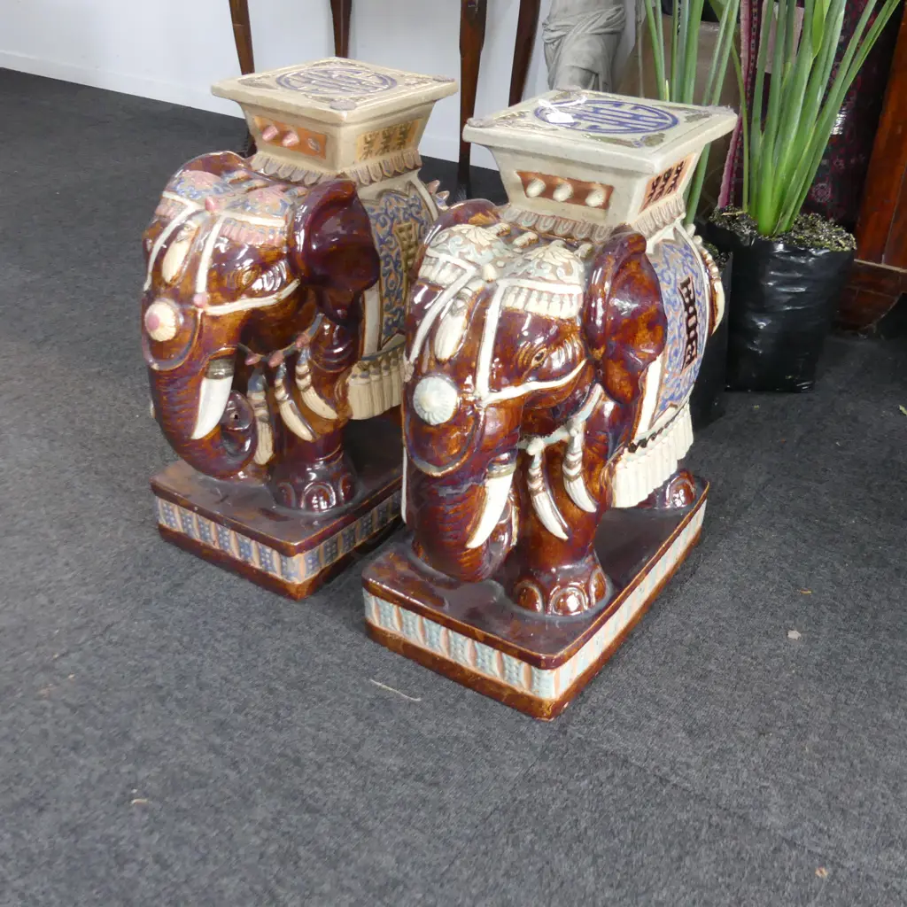 PR ELEPHANT STOOL SEATS COLOURED GLAZES Image 1++