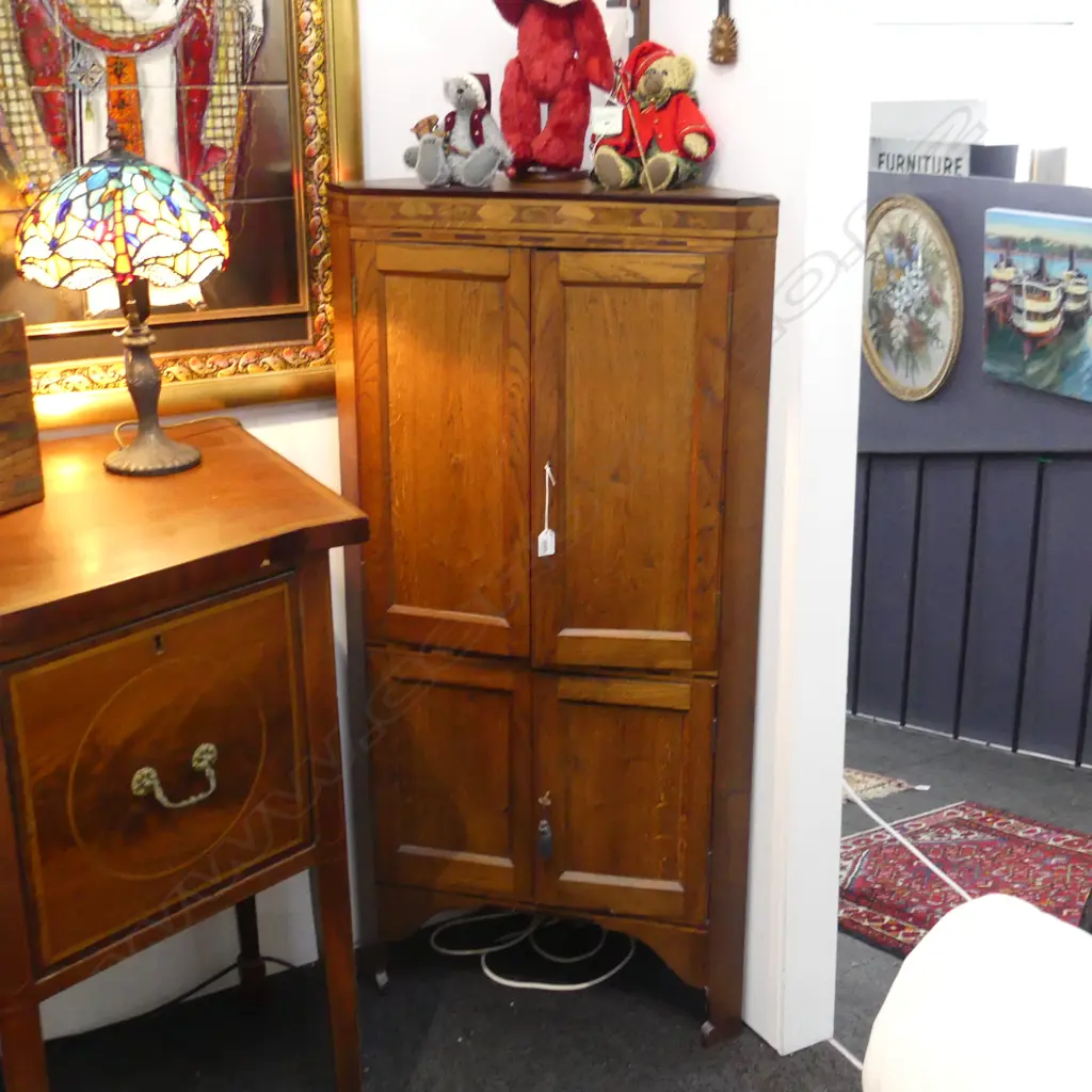 VINTAGE CORNER CABINET 430 x 430 x 1270mm 'MADE BY H J ANSON PRESTBURY 1939' Image 1++