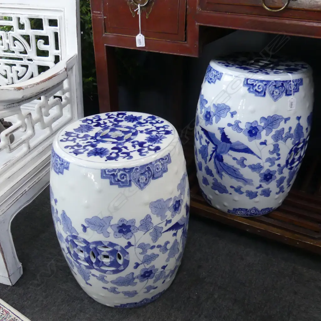 PAIR CHINESE CERAMIC STOOLS Image 1++