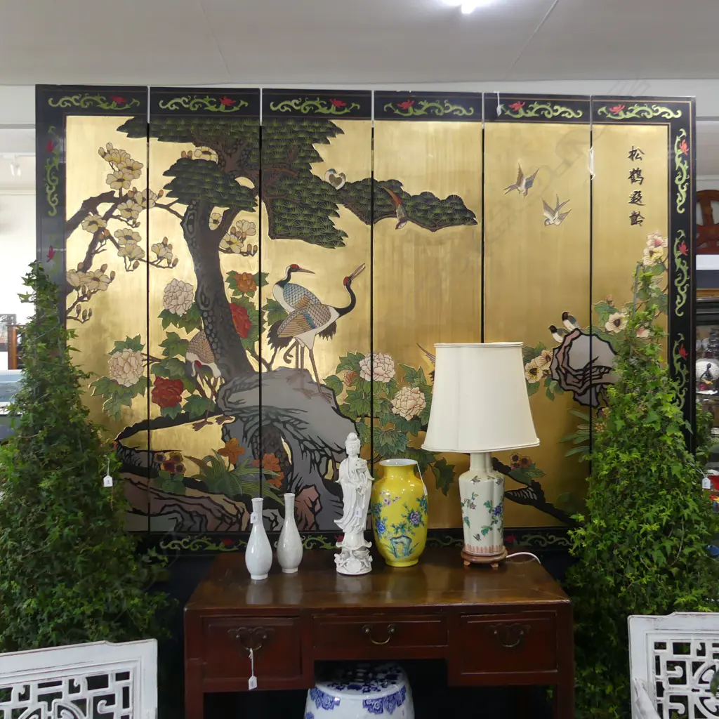 GILDED ORIENTAL 6 PANEL SCREEN... Image 1++