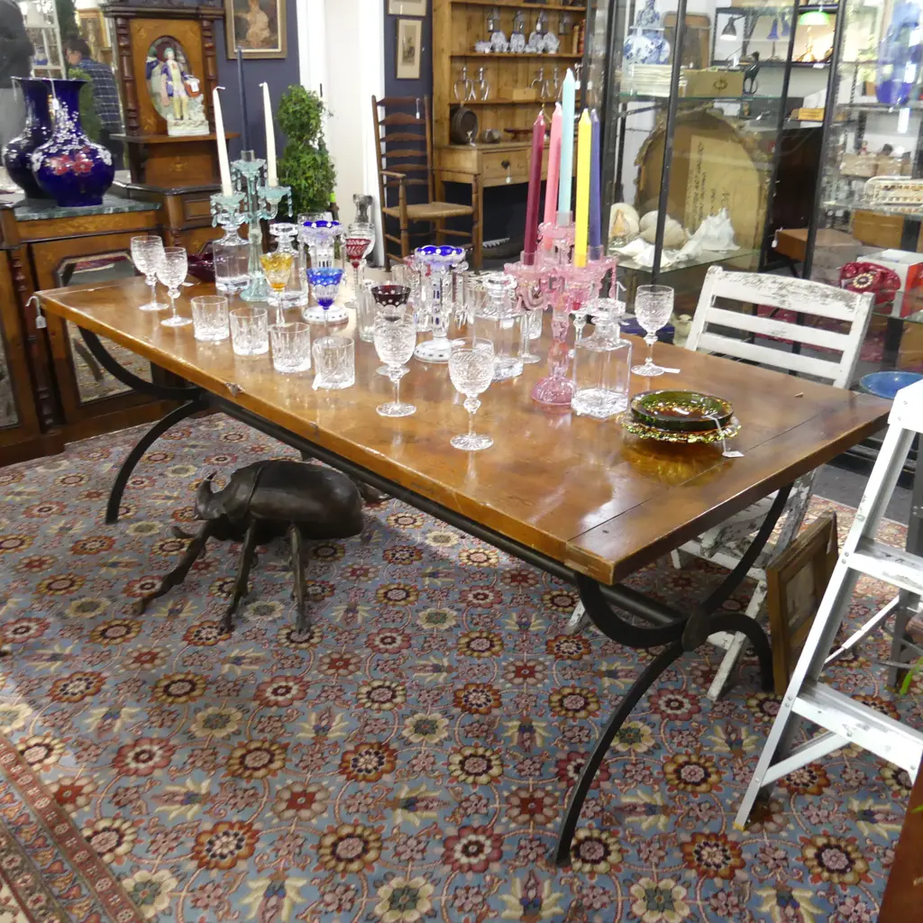 LGE PLANK TOP TABLE w. IRON BASE 2200 x 1000mm Image 1++