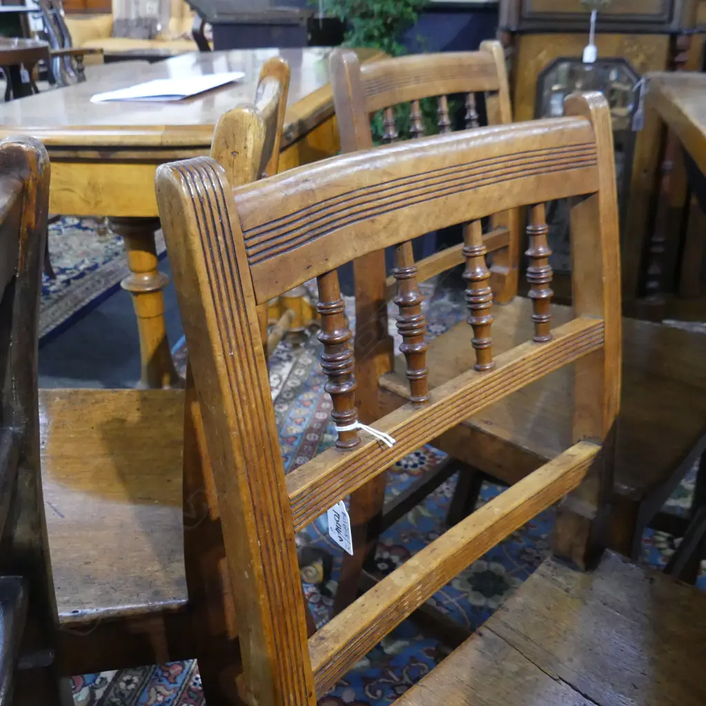 6 ANTIQUE ENGLISH FRUITWOOD DINING CHAIRS; 2 CARVERS Image 1++