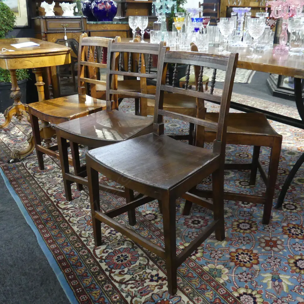 6 ANTIQUE ENGLISH FRUITWOOD DINING CHAIRS; 2 CARVERS Image 1++