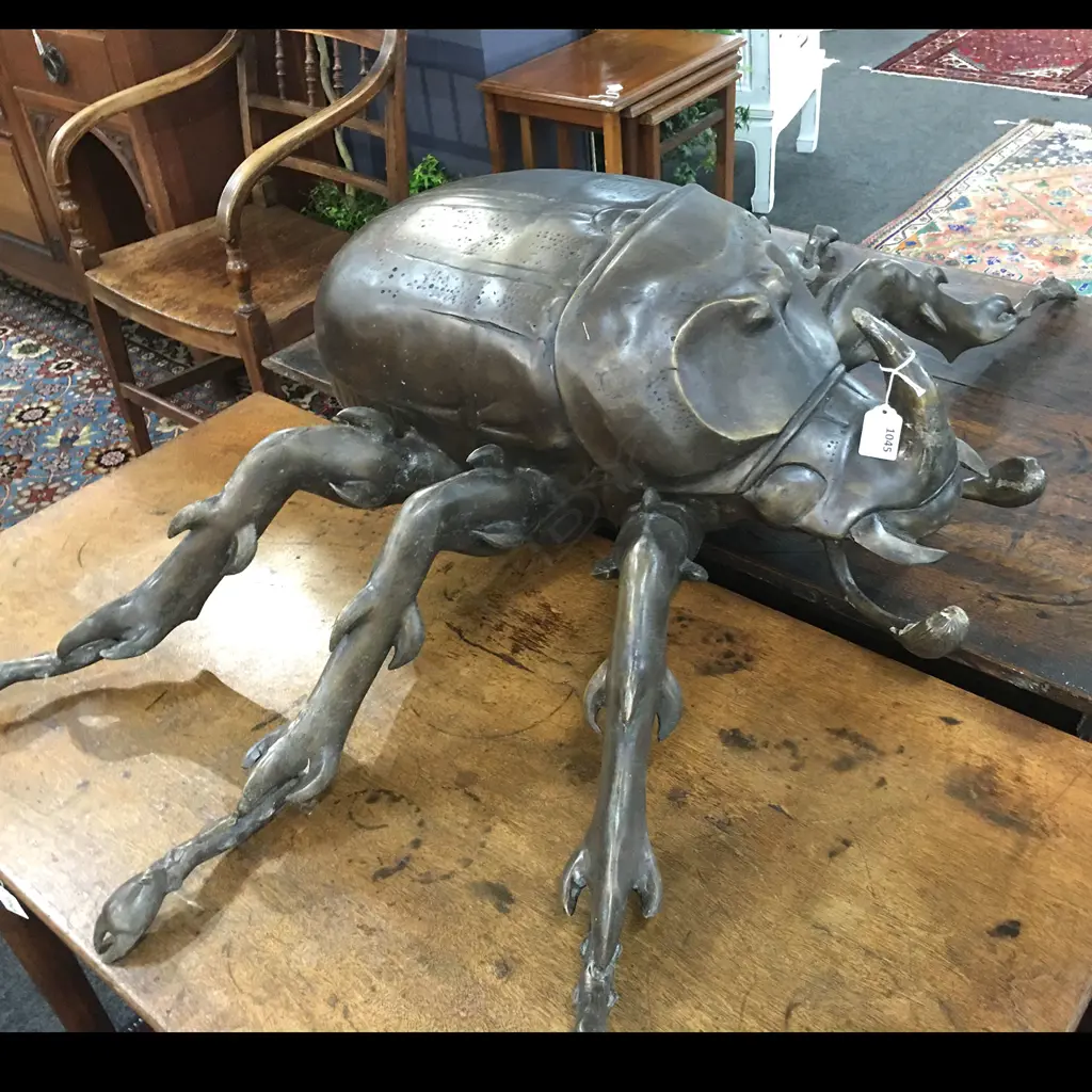 VERY LARGE BRONZE STAG HORN BEETLE, W.1000mm Image 1++