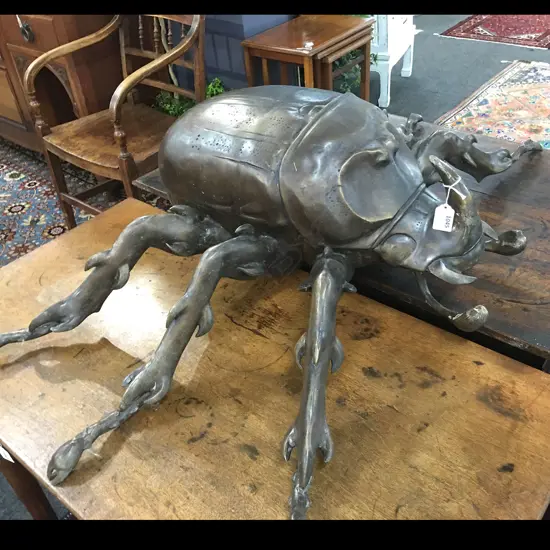VERY LARGE BRONZE STAG HORN BEETLE, W.1000mm